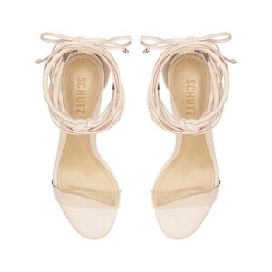 New Schutz JESSIE VINYL & NAPPA LEATHER SANDAL in nude size 8.5 no box - dustbag